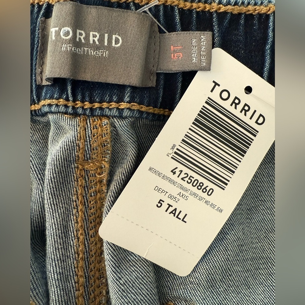 TORRID Casual Stretchy Weekend Boyfriend Straight Drawstring Waist Jeans 5XT NWT - Picture 6 of 8